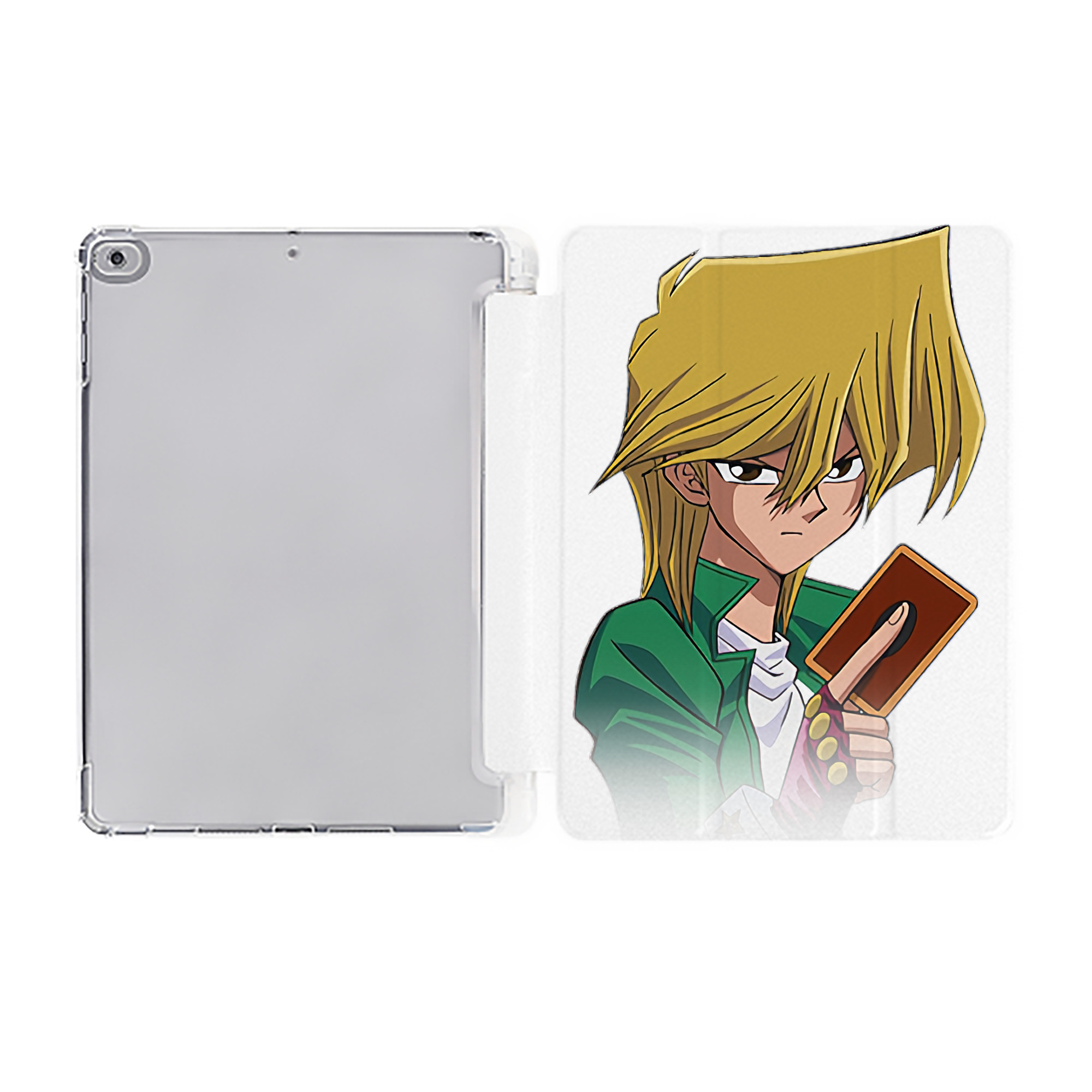 （画像用） 遊☆戯☆王 Yu-Gi-Oh! IPad ケース ペン収納付き 三つ折りスタンド PUレザー×シリコン 対応機種9.5/10.5/10.9インチ